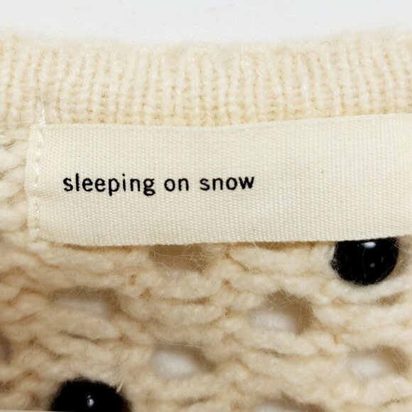 Anthropologie sleeping on snow cream colored marble beads cardigan sweater SZ S - Picture 3 of 11
